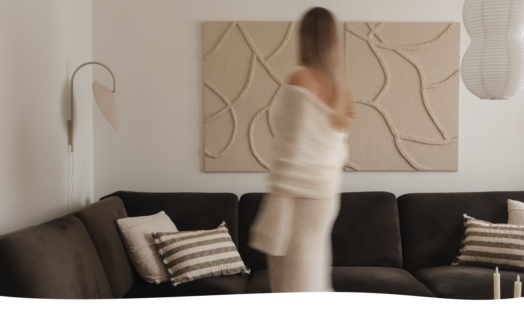 Origin Lines tweeluik, handgemaakte D-kunst in warme tinten en organische lijnen.